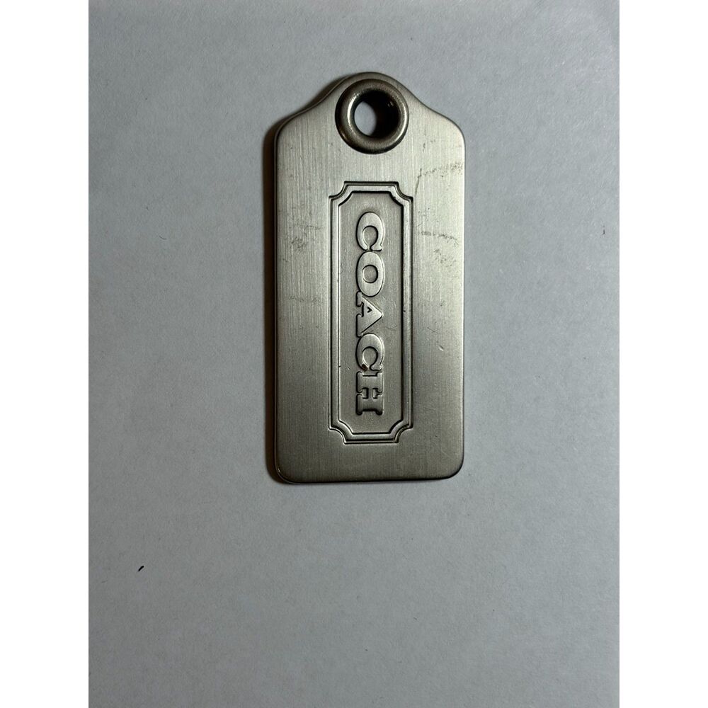 Coach Silver Brushed Metal Hangtag Bag Charm Purse Fob Replacement Tag EUC